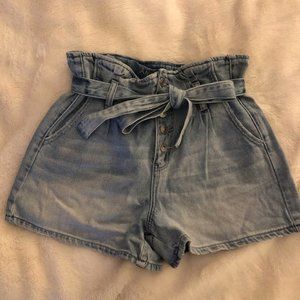 AE Denim Mom Shorts with Tie Belt
